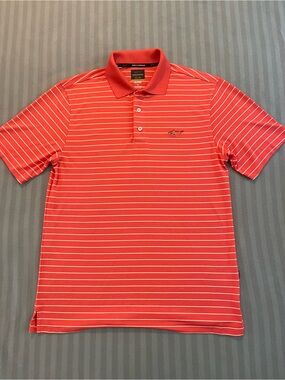 Greg Norman Collection Coral Striped Performance Polo